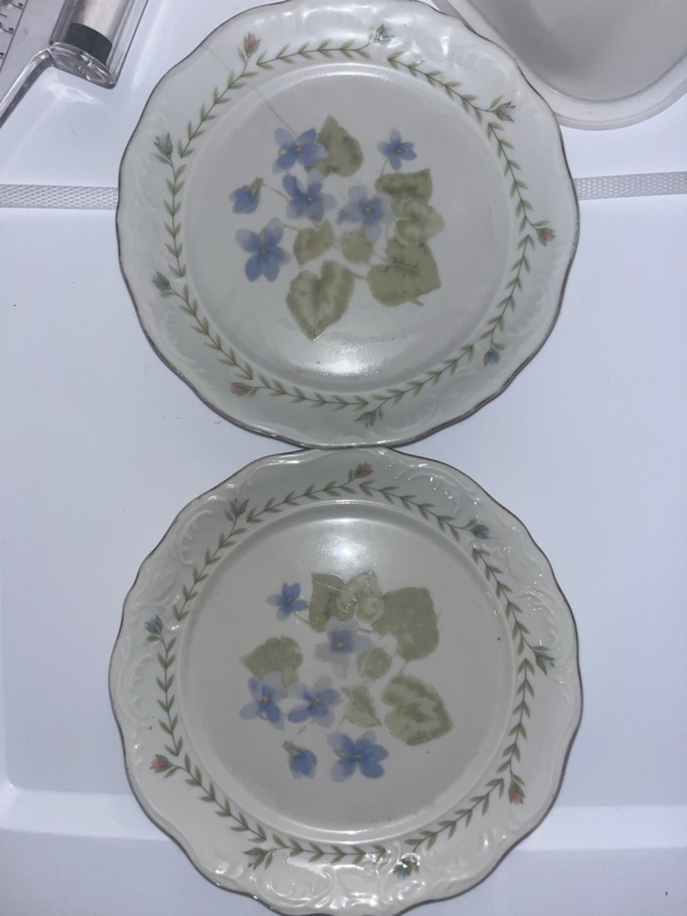 Tienshan Floral Dessert Plates in Light Blue and Green - Set of 2